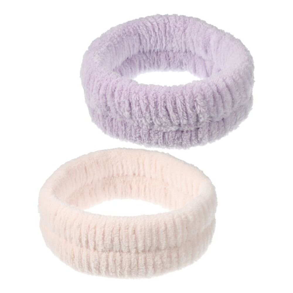 2pcs Spa Makeup Skincare Headband for Washing Face Mask Yoga Purple Light Pink